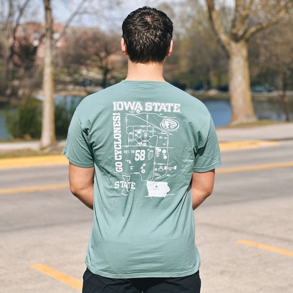 Comfort Wash I-State Campus Map Teal T-Shirt